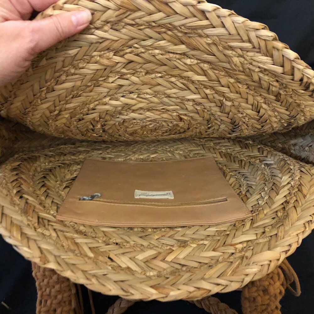 Universal Thread Straw/Raffia Circle Tote With Ta… - image 3